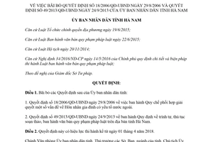 Quyết định 05/2018/QĐ-UBND bãi bỏ Quyết định 18/2006/QĐ-UBND và 49/2013/QĐ-UBND Hà Nam