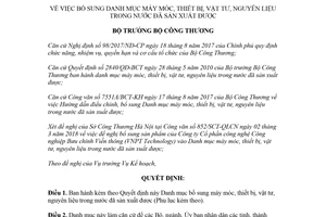 Quyết định 811/QĐ-BCT 2018 bổ sung danh mục máy móc thiết bị trong nước đã sản xuất được