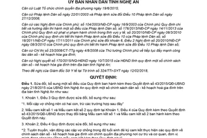 Quyết định 11/2018/QĐ-UBND sửa đổi Quyết định 43/2015/QĐ-UBND Nghệ An