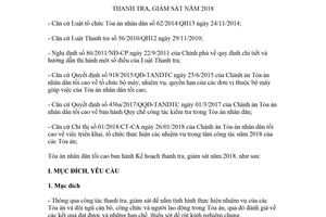 Kế hoạch 31/TANDTC-BTTr 2018 thanh tra giám sát