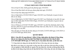 Quyết định 02/2018/QĐ-UBND sửa đổi Quy định phân cấp Quản lý đầu tư xây dựng Thái Bình