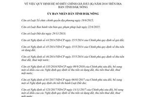 Quyết định 07/2018/QĐ-UBND quy định hệ số điều chỉnh giá đất Đắk Nông