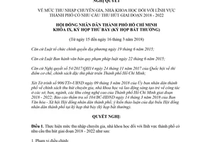 Nghị quyết 04/2018/NQ-HĐND mức thu nhập chuyên gia nhà khoa học Hồ Chí Minh