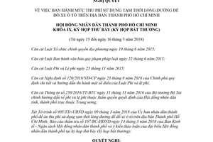 Nghị quyết 01/2018/NQ-HĐND mức thu phí sử dụng tạm thời lòng đường để đỗ xe ô tô Hồ Chí Minh