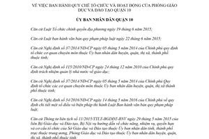 Quyết định 01/2018/QĐ-UBND Quy chế tổ chức hoạt động của Phòng Giáo dục Quận 10 Hồ Chí Minh