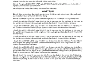 Quyết định 650/QĐ-UBND 2018 công bố danh mục thủ tục Ban Quản lý Khu kinh tế Hà Giang