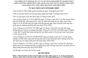 Quyết định 14/2018/QĐ-UBND quản lý sử dụng kinh phí xây dựng nông thôn mới Điện Biên
