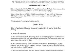 Quyết định 760/QĐ-BTP 2018 phân công công tác Bộ trưởng các Thứ trưởng Bộ Tư pháp