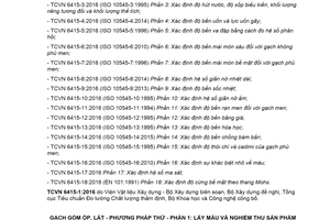 Tiêu chuẩn quốc gia TCVN 6415-1:2016 (ISO 10545-1:2014) về Gạch gốm ốp, lát - Phương pháp thử - Phần 1: Lấy mẫu và nghiệm thu sản phẩm