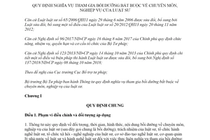 Thông tư 02/2019/TT-BTP nghĩa vụ tham gia bồi dưỡng bắt buộc về chuyên môn nghiệp vụ của luật sư