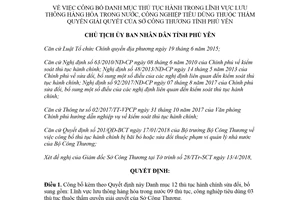 Quyết định 766/QĐ-UBND 2018 công bố thủ tục lưu thông hàng hóa Sở Công Thương Phú Yên