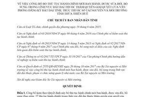 Quyết định 957/QĐ-UBND 2018 công bố thủ tục đất đai Văn phòng Đăng ký đất đai Huế