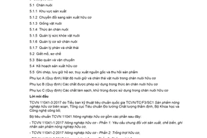 Tiêu chuẩn quốc gia TCVN 11041-3:2017 về Nông nghiệp hữu cơ - Phần 3: Chăn nuôi hữu cơ