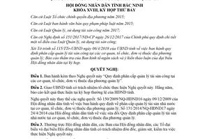Nghị quyết 112/2018/NQ-HĐND phân cấp quản lý tài sản công đơn vị thuộc địa phương Bắc Ninh