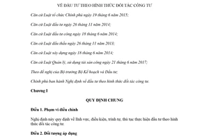 Decree 63/2018/ND-CP on investment in the form of public-private partnership