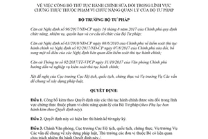 Quyết định 1024/QĐ-BTP 2018 công bố thủ tục hành chính được sửa đổi lĩnh vực chứng thực