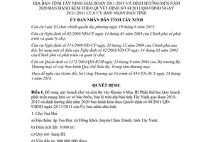 Quyết định 15/2018/QĐ-UBND bổ sung quy hoạch chợ vào mạng lưới cơ sở bán buôn Tây Ninh