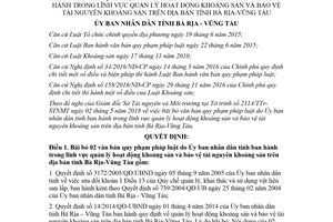 Quyết định 14/2018/QĐ-UBND bãi bỏ văn bản hoạt động bảo vệ khoáng sản Vũng Tàu