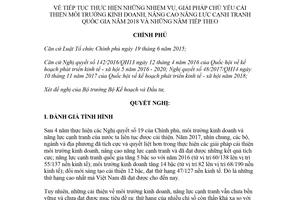 Resolution 19-2018/NQ-CP ongoing implementation of major and measures to improve business