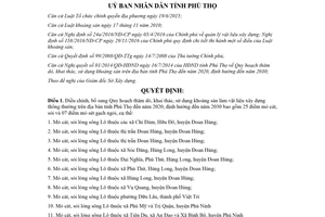 Quyết định 08/2018/QĐ-UBND Quy hoạch sử dụng khoáng sản làm vật liệu xây dựng Phú Thọ
