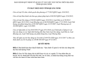 Quyết định 08/2018/QĐ-UBND quy định quản lý vật liệu xây dựng Quảng Ninh