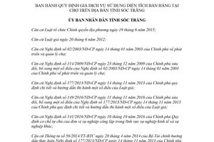 Quyết định 12/2018/QĐ-UBND giá dịch vụ sử dụng diện tích bán hàng tại chợ Sóc Trăng