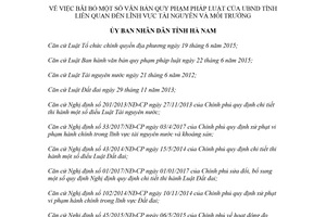 Quyết định 13/2018/QĐ-UBND bãi bỏ văn bản quy phạm pháp luật tài nguyên môi trường Hà Nam