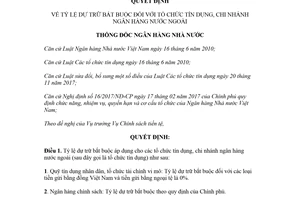 Quyết định 1158/QĐ-NHNN 2018 tỷ lệ dự trữ bắt buộc đối với tổ chức tín dụng