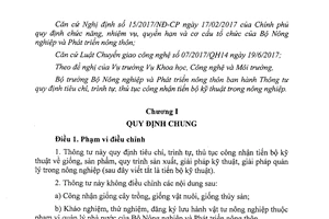 Thông tư 04/2018/TT-BNNPTNT trình tự thủ tục công nhận tiến bộ kỹ thuật trong nông nghiệp