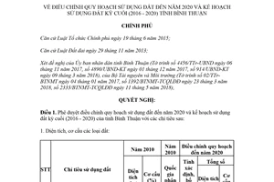 Nghị quyết 69/NQ-CP 2018 điều chỉnh quy hoạch sử dụng đất của tỉnh Bình Thuận