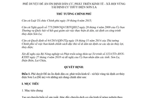 Quyết định 666/QĐ-TTg 2018 ổn định dân cư phát triển kinh tế vùng tái định cư thủy điện Sơn La