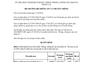 Quyết định 788/QĐ-BTTTT 2018 phát hành bộ tem bưu chính Phòng chống tác hại của thuốc lá