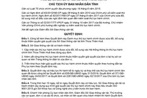 Quyết định 1088/QĐ-UBND 2018 danh mục thủ tục hành chính sửa đổi Sở Giao thông vận tải Huế