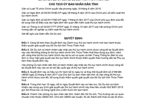 Quyết định 1084/QĐ-UBND 2018 công bố danh mục thủ tục hành chính mới Sở Du lịch Huế
