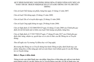 Circular 04/2018/TT-BTTTT List of potentially unsafe commodities management Ministry of Information