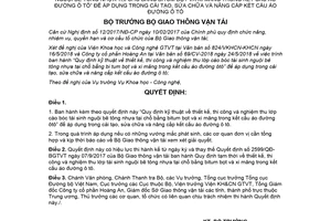 Quyết định 1086/QĐ-BGTVT 2018 quy định kỹ thuật thiết kế thi công lớp tái sinh nguội bê tông nhựa