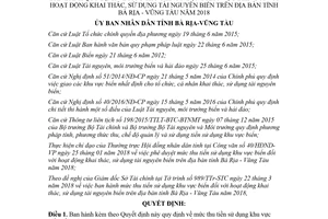 Quyết định 11/2018/QĐ-UBND mức thu tiền sử dụng khu vực biển khai thác tài nguyên Vũng Tàu