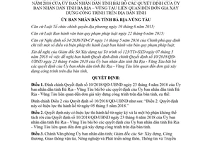Quyết định 1319/QĐ-UBND 2018 đính chính Quyết định 10/2018/QĐ-UBND Vũng Tàu