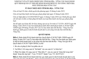 Quyết định 1321/QĐ-UBND 2018 đính chính lỗi kỹ thuật Quyết định 28/2017/QĐ-UBND Vũng Tàu