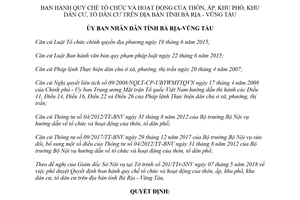 Quyết định 16/2018/QĐ-UBND Quy chế tổ chức và hoạt động của thôn ấp khu phố Vũng Tàu