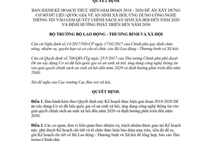 Quyết định 634/QĐ-LĐTBXH 2018 kế hoạch thực hiện xây dựng Cơ sở dữ liệu quốc gia an sinh xã hội