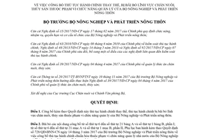 Quyết định 2033/QĐ-BNN-CN 2018 công bố thủ tục hành chính chăn nuôi thủy sản Bộ Nông nghiệp