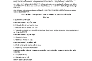 Quy chuẩn kỹ thuật quốc gia
QCVN 42:2015/BGTVT/SĐ1:2017 về Trang bị an toàn tàu biển - Sửa đổi 1: 2017