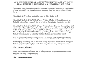 Thông tư 34/2018/TT-BGTVT mẫu biên bản xử phạt vi phạm hành chính trong hàng không dân dụng