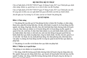 Quyết định 1212/QĐ-BTP 2018 chức năng nhiệm vụ quyền hạn cơ cấu tổ chức Văn phòng Bộ Tư pháp