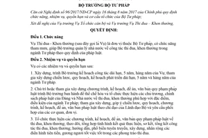 Quyết định 826/QĐ-BTP 2018 chức năng nhiệm vụ cơ cấu tổ chức của Vụ Thi đua Khen thưởng