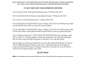 Quyết định 19/2018/QĐ-UBND Quy chế phối hợp liên ngành đảm bảo an toàn thực phẩm Hồ Chí Minh