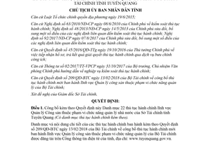 Quyết định 505/QĐ-UBND 2018 danh mục 22 thủ tục hành chính Quản lý Công sản Tuyên Quang