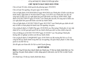 Quyết định 535/QĐ-UBND 2018 danh mục thủ tục hành chính tôn giáo Sở Nội vụ Tuyên Quang