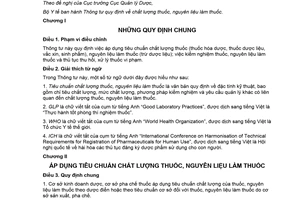 Circular 11/2018/TT-BYT on Drug Drug Ingredient Quality